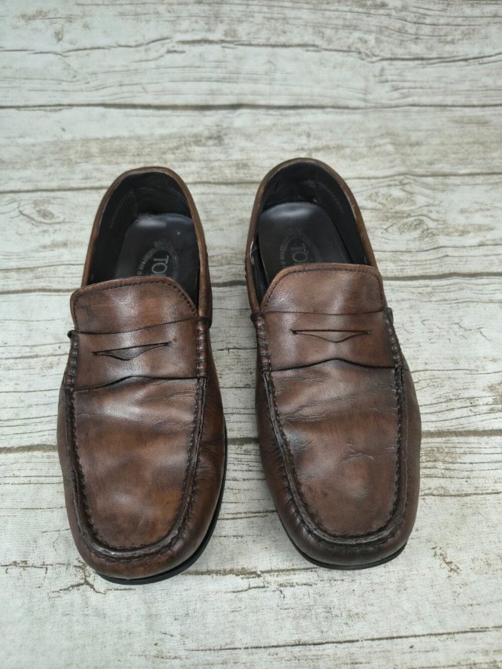 Tod’s Brown Leather Penny Loafers Made in Italy 7.5 Men